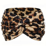 Elegant Leopard Print Knitting Sports Headband – Stretchy & Sweat-Absorbing