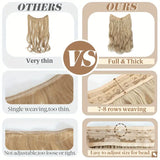 Invisible Brown Black Wavy Hair Extensions for Women – One-Piece Fish Line Wig with Natural Curls