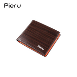 PIERU Men’s Bifold Business Wallet – Wood Grain PU Leather