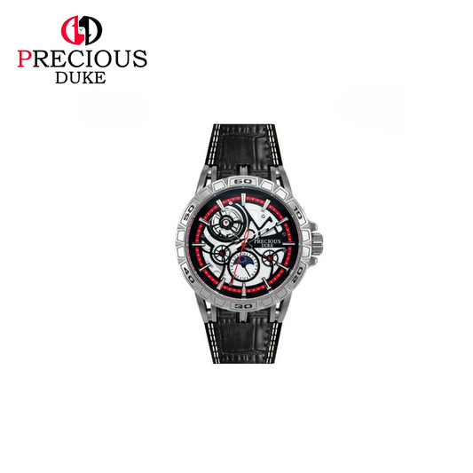 PRECIOUS DUKE Men’s Moon Phase Business Watch – Leather Strap