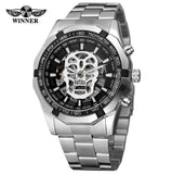 T-WINNER Skull Skeleton Mechanical Watch for Men – Luminous Hollow Dial Timepiece