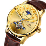 Men's Automatic Tourbillon Mechanical Watch, Waterproof (Blue-gold)