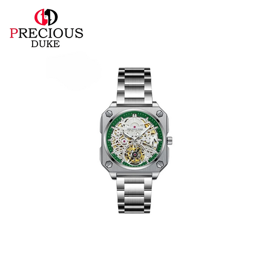 PRECIOUS DUKE Men’s Business Steel Watch – Hollow Dial, Luminous Quartz