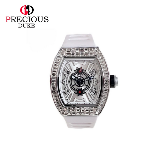 PRECIOUS DUKE Men's Diamond Barrel Watch – Skeleton Dial