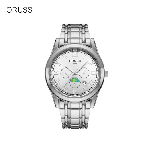 ORUSS Men’s Quartz Business Watch – Stainless Steel, Calendar Display