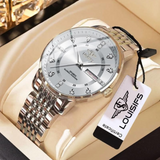 LOUISIFS Men’s Waterproof Watch – Dual Calendar, Luminous Dial