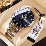 LOUISIFS Men’s Waterproof Watch – Dual Calendar, Luminous Dial