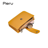 PIERU Unisex Card Holder with Zipper – Litchi Texture PU Wallet