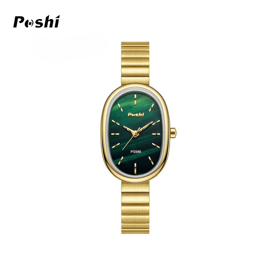 POSHI Women's Elegant Steel Quartz Watch – Oval Dial