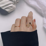 Gold Geometric Wavy Open Ring for Women – Adjustable Stainless Steel Fashion Jewelry
