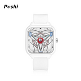 POSHI Men's Square Sports Quartz Watch – Waterproof, Silicone Strap