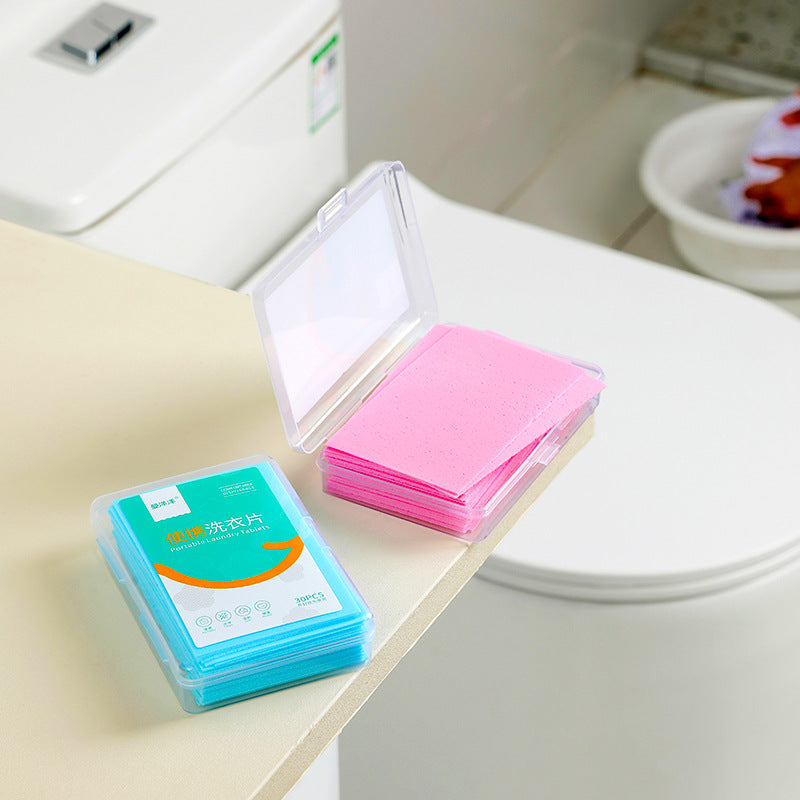 Portable Laundry Tablets Boxed Laundry Bubble Paper Long-Lasting Fragrance Laundry Cleaning Tablets Travel Size Decontamination Laundry Detergent