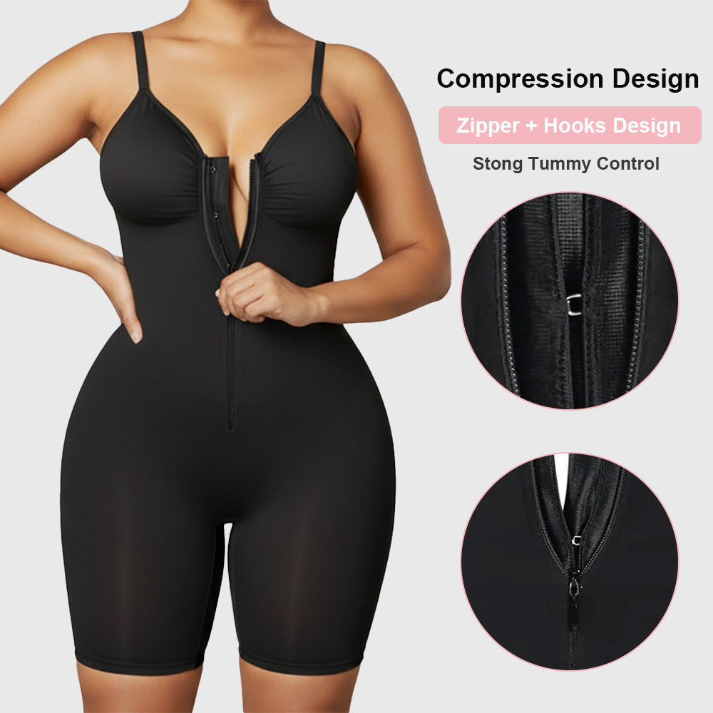 European and American Cross-Border Foreign Trade Hot-Selling Shapewear Sexy High-Elastic Zipper Strap Waist-Slimming Body-Shaping Jumpsuit for Women