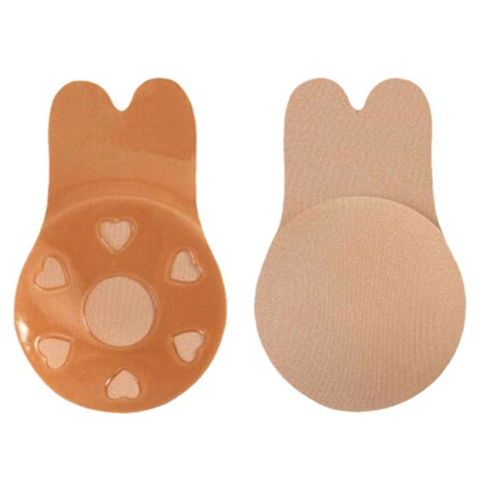 Rabbit Ear Bra Pads Strapless Self-Adhesive Silicone Invisible Bra Bunny Nipple Covers Push-Up Bra Pads Low-Cut Bust Enhancement