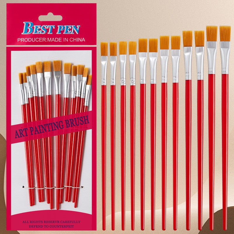Nylon Hair Oil Painting Brushes, Red Handle Brushes, Watercolor Gouache Brushes, Industrial Children's Painting Brushes, Wholesale
