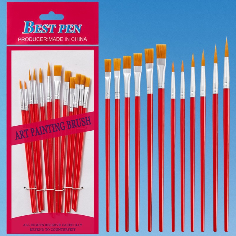 Nylon Hair Oil Painting Brushes, Red Handle Brushes, Watercolor Gouache Brushes, Industrial Children's Painting Brushes, Wholesale