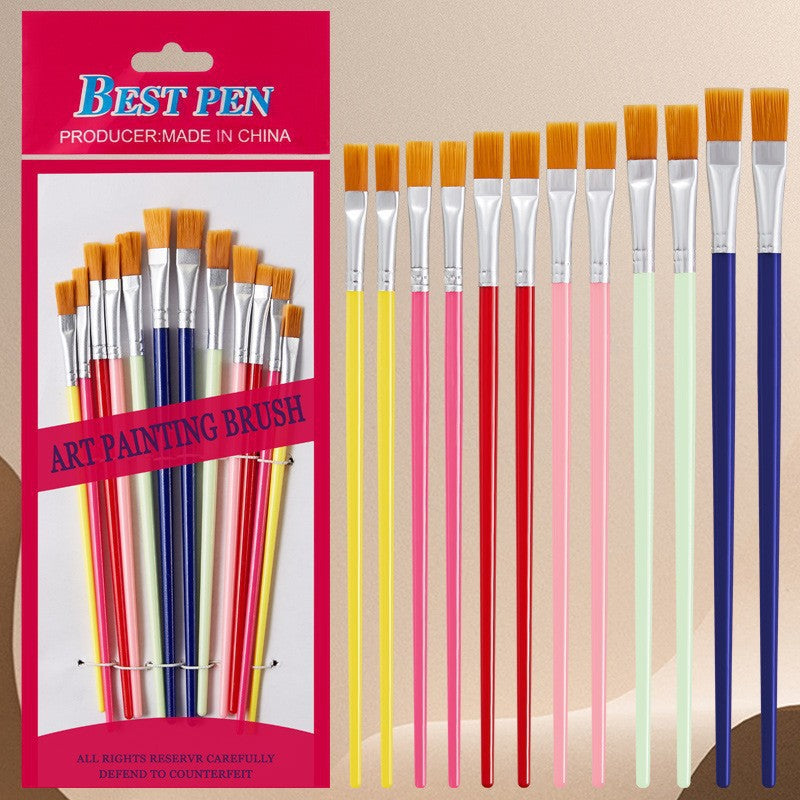 Nylon Hair Oil Painting Brushes, Red Handle Brushes, Watercolor Gouache Brushes, Industrial Children's Painting Brushes, Wholesale