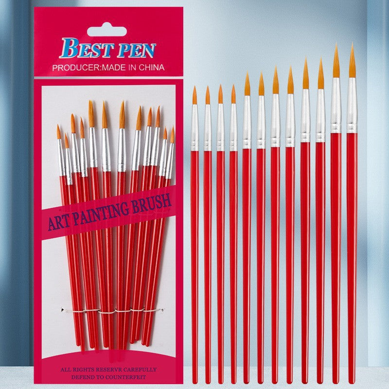 Nylon Hair Oil Painting Brushes, Red Handle Brushes, Watercolor Gouache Brushes, Industrial Children's Painting Brushes, Wholesale
