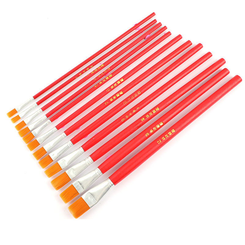 Nylon Hair Oil Painting Brushes, Red Handle Brushes, Watercolor Gouache Brushes, Industrial Children's Painting Brushes, Wholesale