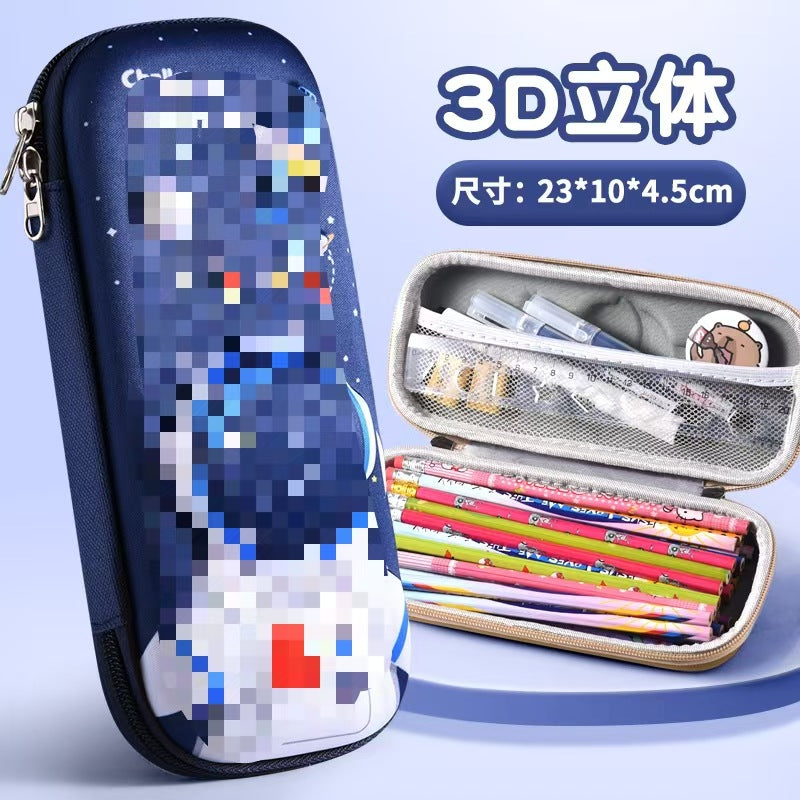3D stationery box primary school student pull cloth pencil case girl cartoon large capacity pencil case student children gift set