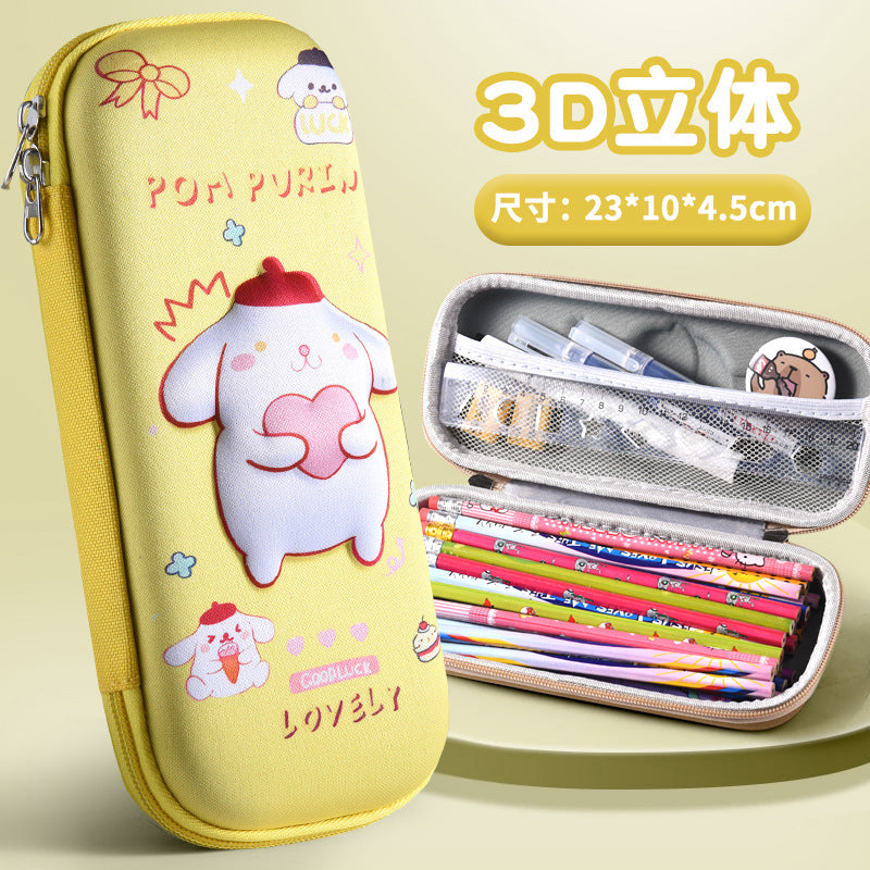 3D stationery box primary school student pull cloth pencil case girl cartoon large capacity pencil case student children gift set