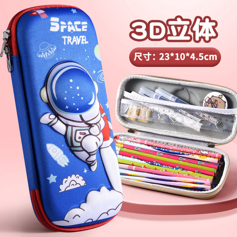 3D stationery box primary school student pull cloth pencil case girl cartoon large capacity pencil case student children gift set