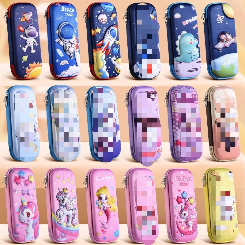 3D stationery box primary school student pull cloth pencil case girl cartoon large capacity pencil case student children gift set