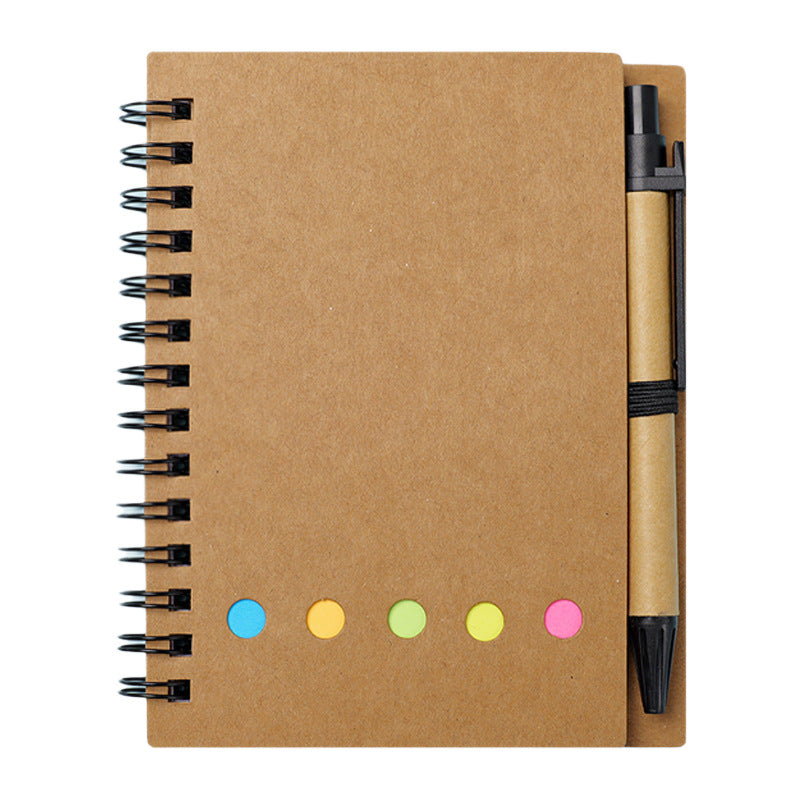 Kraft Paper Spiral Notebook with Customizable Sticky Notes, Self-Adhesive Tear-Off Memo Pads, Customizable Sticky Notes