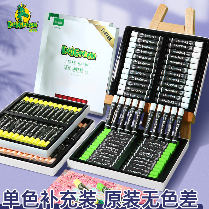 Dankelin heavy color oil painting stick soft single oily black white children's painting supplement color crayons