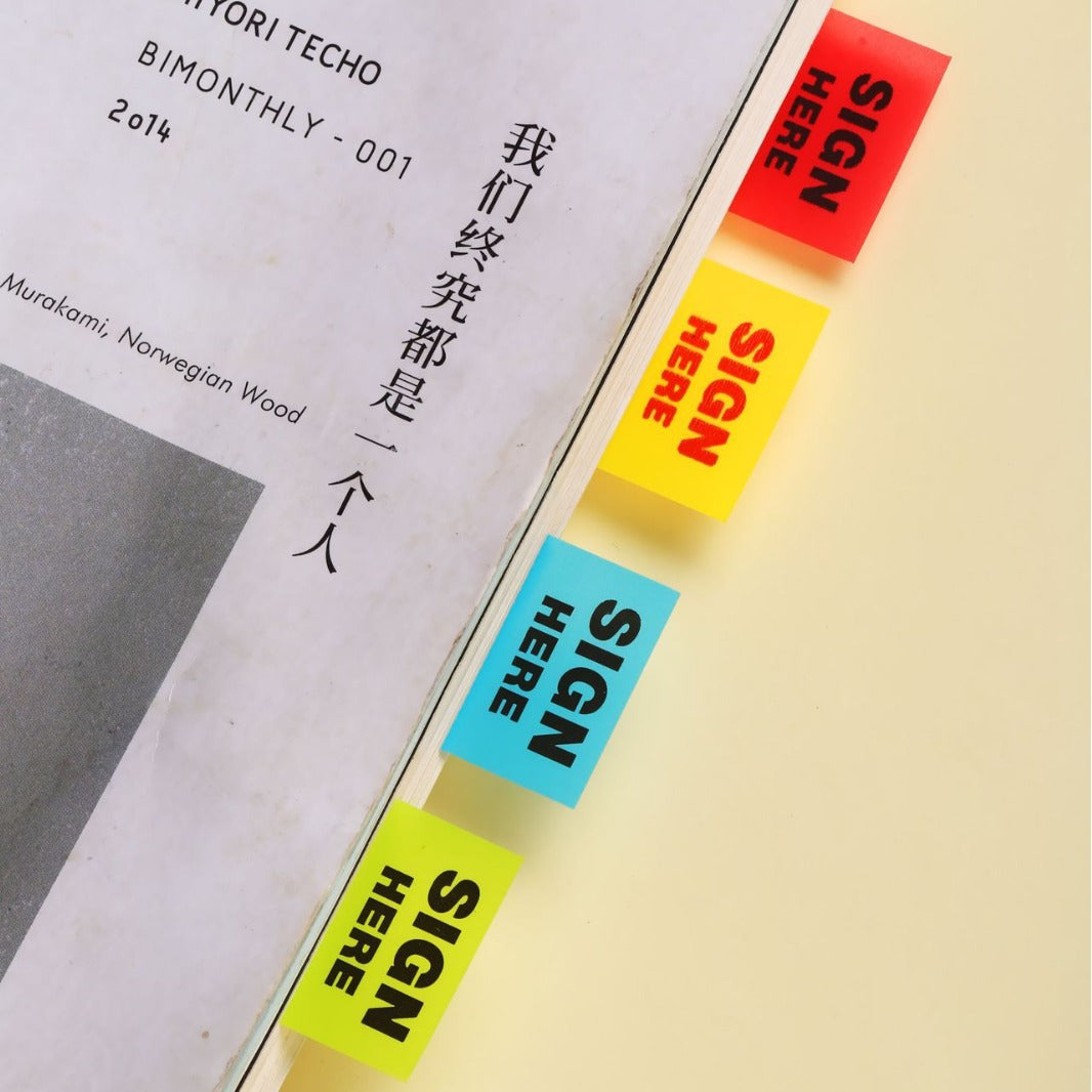 Withdrawable Newspaper Stickers Contract Documents Indicating Label Stickers SIGN HERE Arrows Classification Index Stickers Post-it Stickers