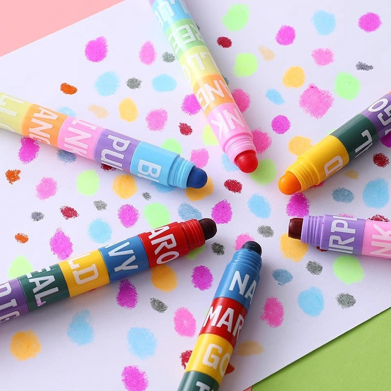 Timeout Solid Highlighter Cute Creative Multi-Color Pen Retro Graffiti Pen 12-Color Splicing Key Line Marking Pen
