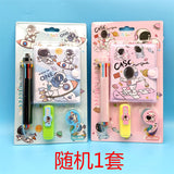Hot-Selling Demon Slayer Girl Group Mini Ballpoint Pen Journal Set Creative Highlighter and Washi Tape Combo Stationery Set