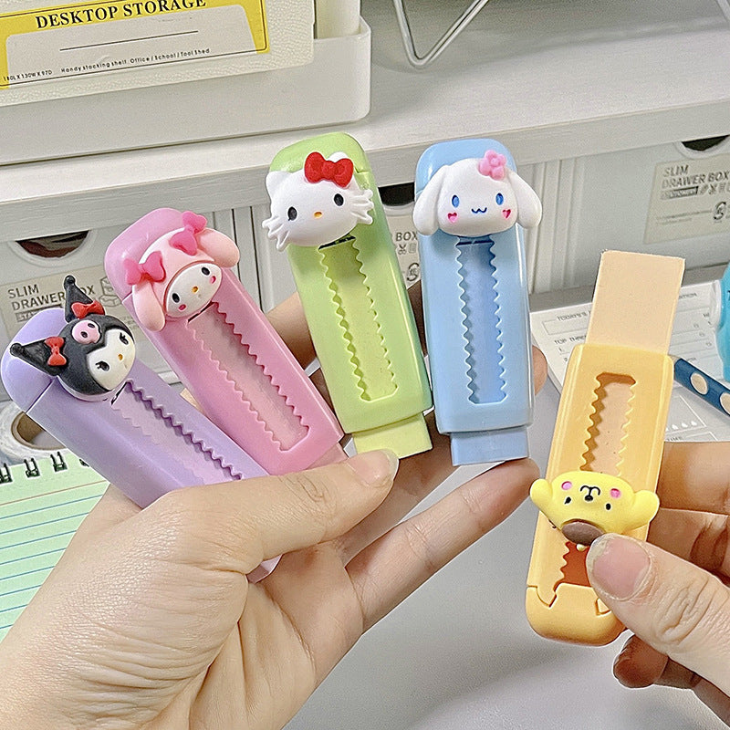 Cartoon Cute Push-Pull Retractable Eraser for Students, Clean Debris, Ultra-Clean, New Durable School Supplies, Easy to Erase