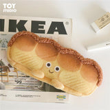 Plush Pencil Case in the Shape of a Toast Bread, Large Capacity, Cute and Creative Japanese-Style Stationery Box for Middle School Students