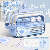 Super Popular Boys and Girls Large-Capacity Junior High School Students and Primary School Students Pencil Stationery Box Transparent Stationery Bag Ins Style Pencil Bag