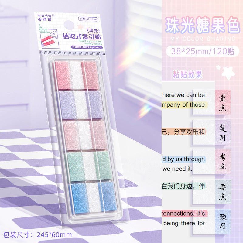 Kaba Bear Pearlescent Index Sticker Removable Post-It Notes Students Can Write Transparent Memo Notes with Strong Stickiness