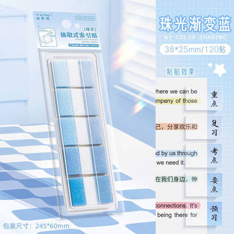 Kaba Bear Pearlescent Index Sticker Removable Post-It Notes Students Can Write Transparent Memo Notes with Strong Stickiness
