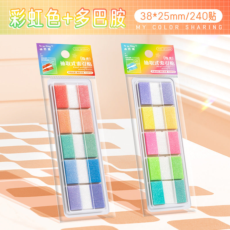 Kaba Bear Pearlescent Index Sticker Removable Post-It Notes Students Can Write Transparent Memo Notes with Strong Stickiness