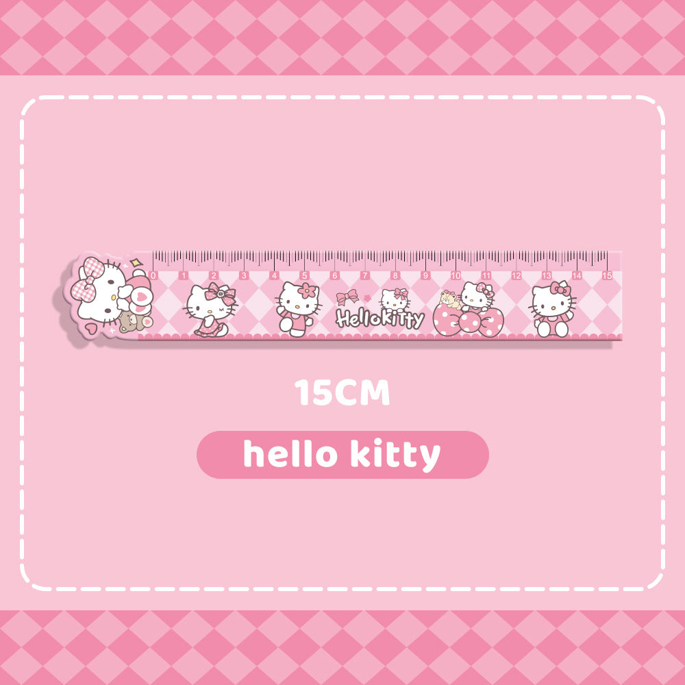Cartoon Cute Sanrio Straight Ruler with High Appearance Value Kuromi Cinnamon Dog Acrylic 15cm for Primary School Students