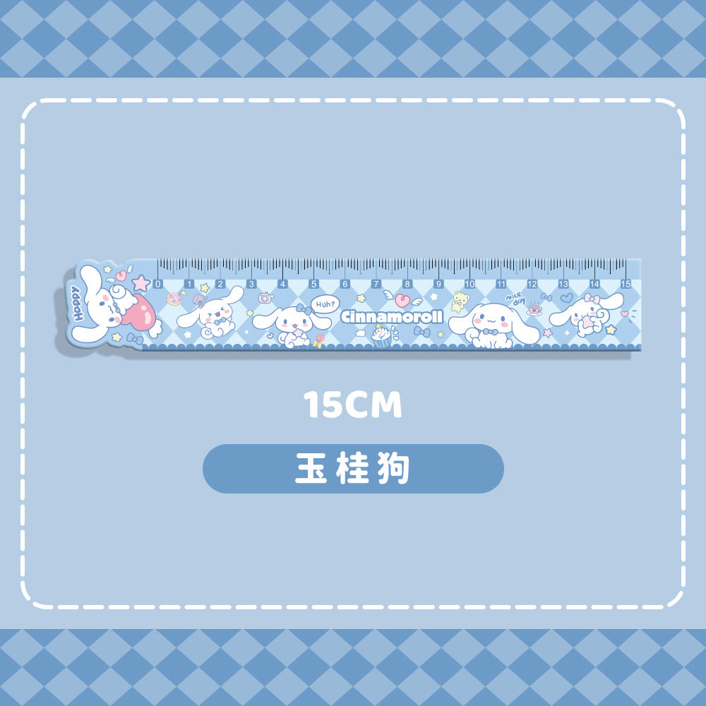 Cartoon Cute Sanrio Straight Ruler with High Appearance Value Kuromi Cinnamon Dog Acrylic 15cm for Primary School Students