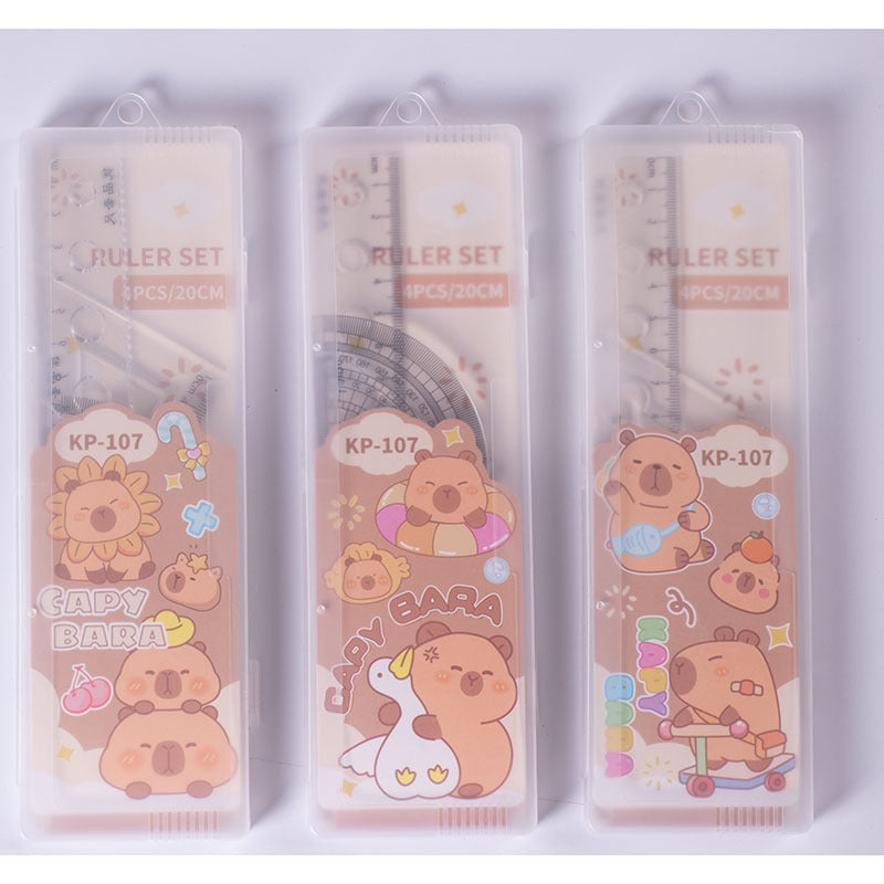 Student drawing set ruler plastic ruler triangle ruler protractor set ruler learning stationery plastic boxed set ruler
