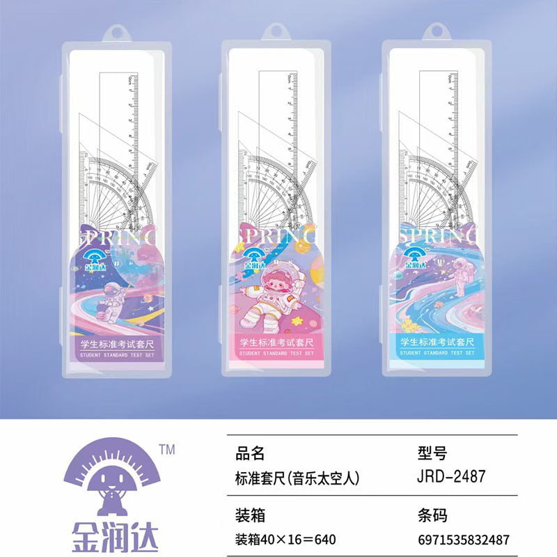 Student drawing set ruler plastic ruler triangle ruler protractor set ruler learning stationery plastic boxed set ruler