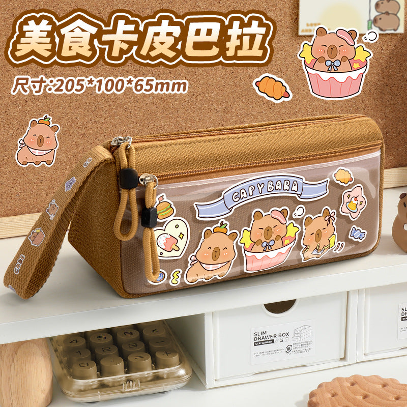 Kapibala Pencil Case Large Capacity Stationery Box for Girls and Boys Stationery Bag Pencil Box Student Supplies Cute Storage