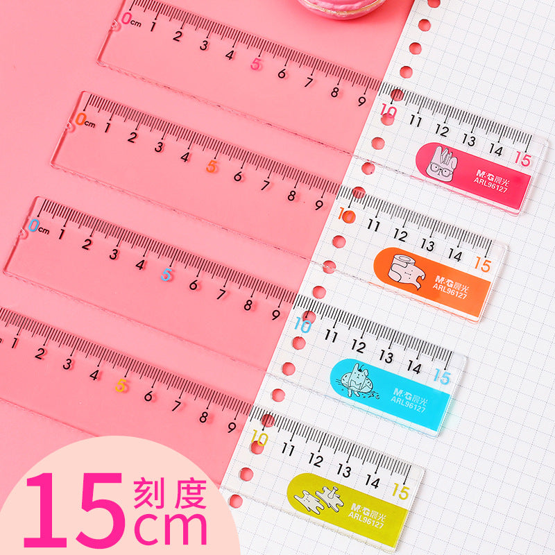 Morning Cg Light Soft Ruler with Wavy Lines 15cm 20cm Elementary School Student Stationery Set Multifunctional Transparent Plastic