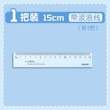Deli 6235 ruler plastic 18cm cm with wave transparent ruler student stationery ruler drawing drawing