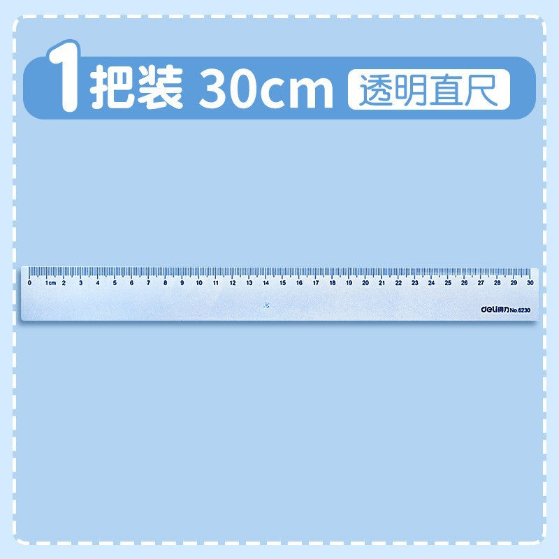 Deli 6235 ruler plastic 18cm cm with wave transparent ruler student stationery ruler drawing drawing