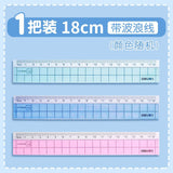 Deli 6235 ruler plastic 18cm cm with wave transparent ruler student stationery ruler drawing drawing