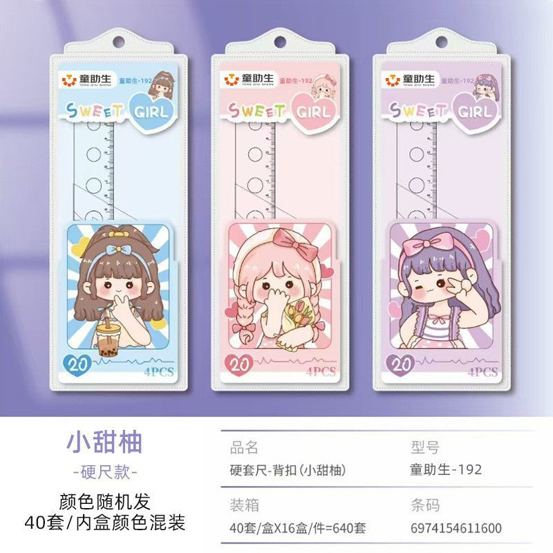 Creative Inspirational Ruler Set for Students, Four-Piece Set, High-Quality Transparent Ruler, Triangle Ruler, Protractor, Ruler Set Wholesale