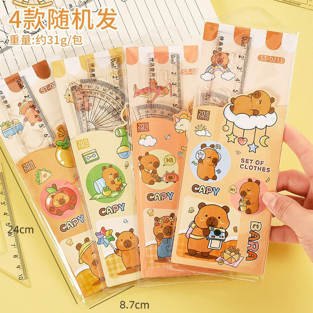 Creative Inspirational Ruler Set for Students, Four-Piece Set, High-Quality Transparent Ruler, Triangle Ruler, Protractor, Ruler Set Wholesale