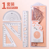 20cm Soft Ruler Four-Piece Set of Rulers for Students to Draw with Triangular Rulers and Protractors Multi-Specification Ruler Sets Wholesale